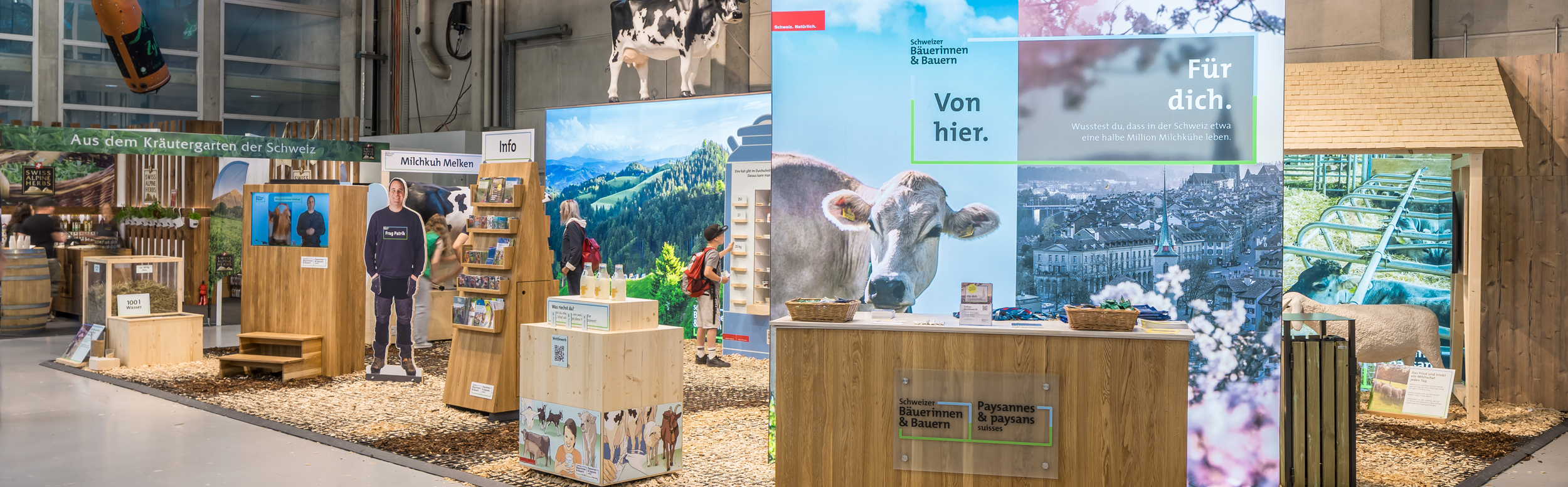 Der Messestand der Schweizer Bäuerinnen und Bauern.
